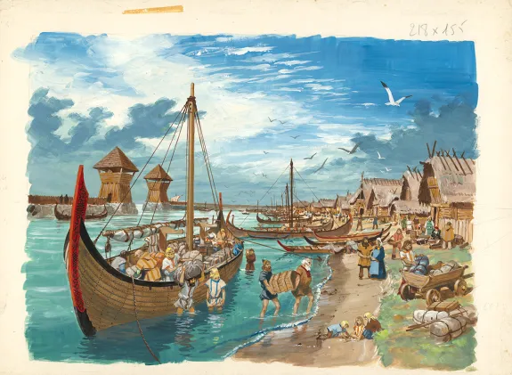 Colored illustration, La Vie privée des Hommes, Au Temps des Vikings (T.15), Pierre Joubert