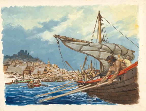 Illustration couleur, La Vie privée des Hommes, Au Temps des Vikings (T.15), Pierre Joubert