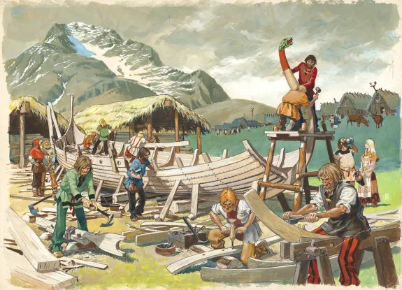 Illustration couleur, La Vie privée des Hommes, Au Temps des Vikings (T.15), Pierre Joubert