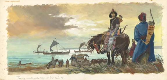 Colored illustration, La Vie privée des Hommes, Au Temps des Vikings (T.15), Pierre Joubert