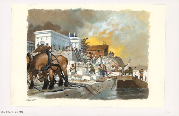Colored illustration, La Vie privée des Hommes, Au temps de Louis XV et des guerres en dentelle... (T.24), Pierre Joubert