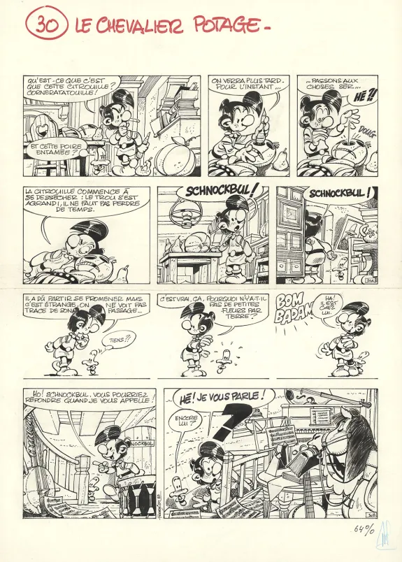 Planche noir et blanc, Bizu, Le Chevalier potage (T.3), Jean-Claude Fournier
