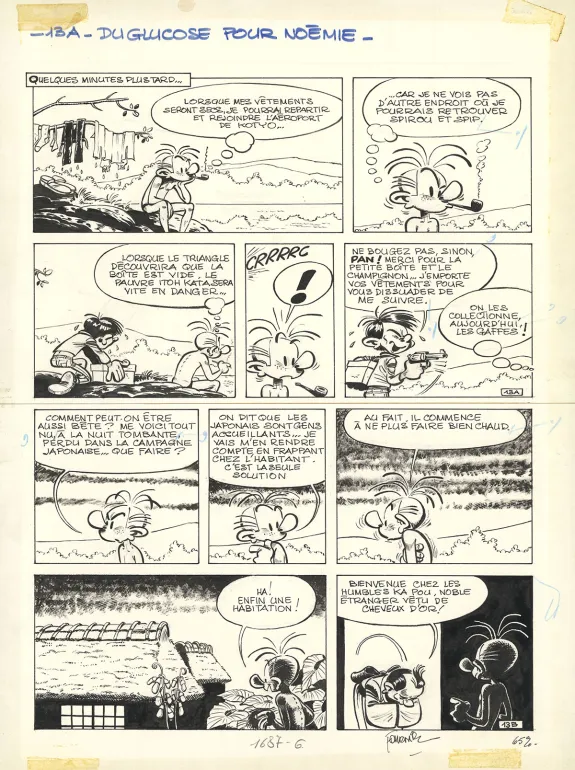 Planche noir et blanc, Spirou et Fantasio, Du Glucose pour Noémie (T.21), Jean-Claude Fournier