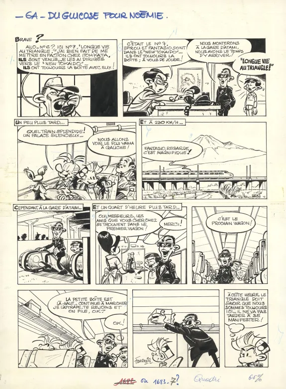 Planche noir et blanc, Spirou et Fantasio, Du Glucose pour Noémie (T.21), Jean-Claude Fournier