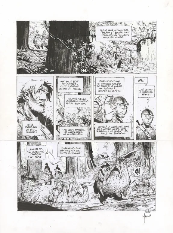Planche noir et blanc, La Quête de l'Oiseau du Temps, Le Chevalier Bragon (T.4), Vincent Mallié