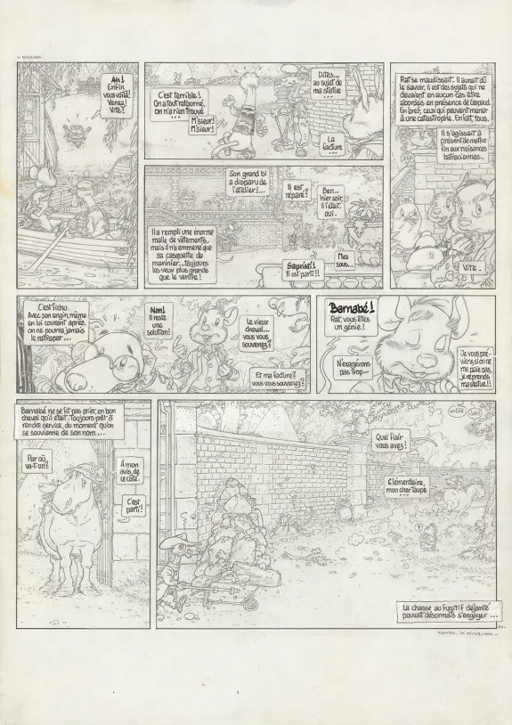 Planche noir et blanc, Le Vent dans les Sables , L'Invitation au voyage (T.1), Michel Plessix