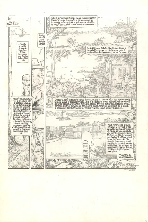 Planche noir et blanc, Le Vent dans les Sables , L'Invitation au voyage (T.1), Michel Plessix