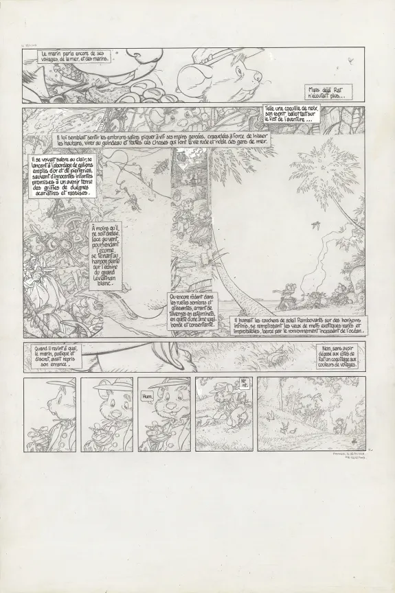 Planche noir et blanc, Le Vent dans les Sables , L'Invitation au voyage (T.1), Michel Plessix