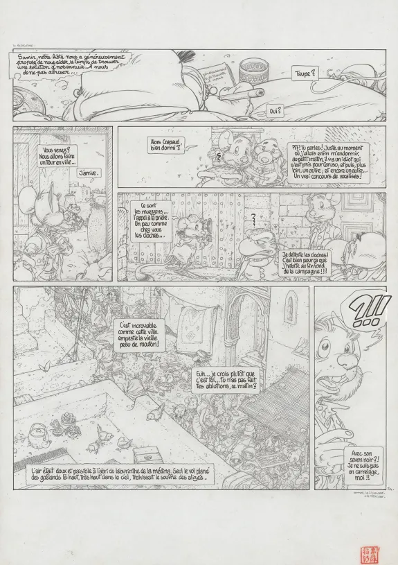 Planche noir et blanc, Le Vent dans les Sables , L'Invitation au voyage (T.1), Michel Plessix