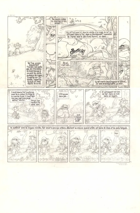 Planche noir et blanc, Le Vent dans les Sables , L'Invitation au voyage (T.1), Michel Plessix