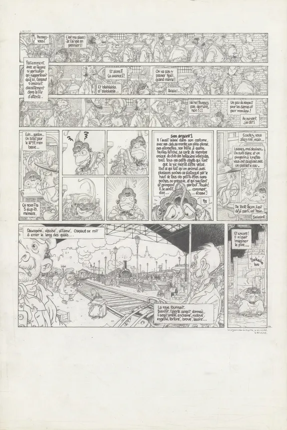 Planche noir et blanc, Le Vent dans les Saules , Auto, Crapaud, Blaireau (T.2), Michel Plessix