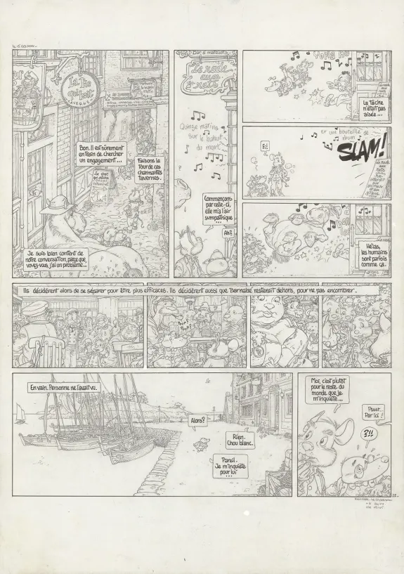 Planche noir et blanc, Le Vent dans les Sables , L'Invitation au voyage (T.1), Michel Plessix