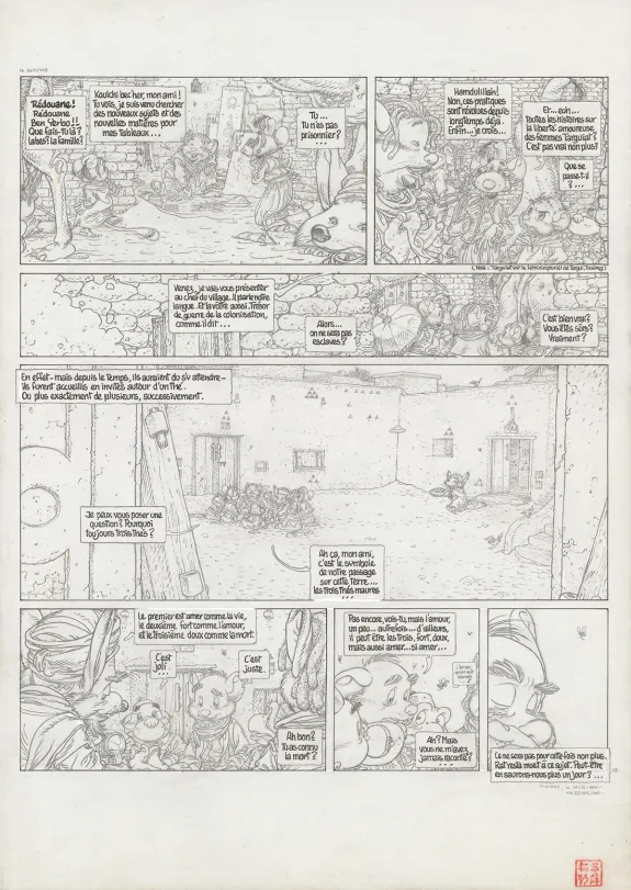 Planche noir et blanc, Le Vent dans les Sables , Le Chant des dunes (T.4), Michel Plessix