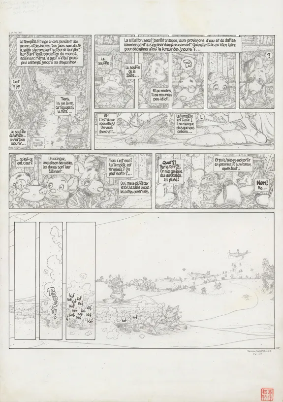 Planche noir et blanc, Le Vent dans les Sables , Le Chant des dunes (T.4), Michel Plessix