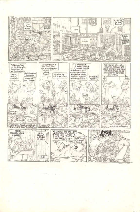 Planche noir et blanc, Le Vent dans les Saules , Foutoir au manoir (T.4), Michel Plessix