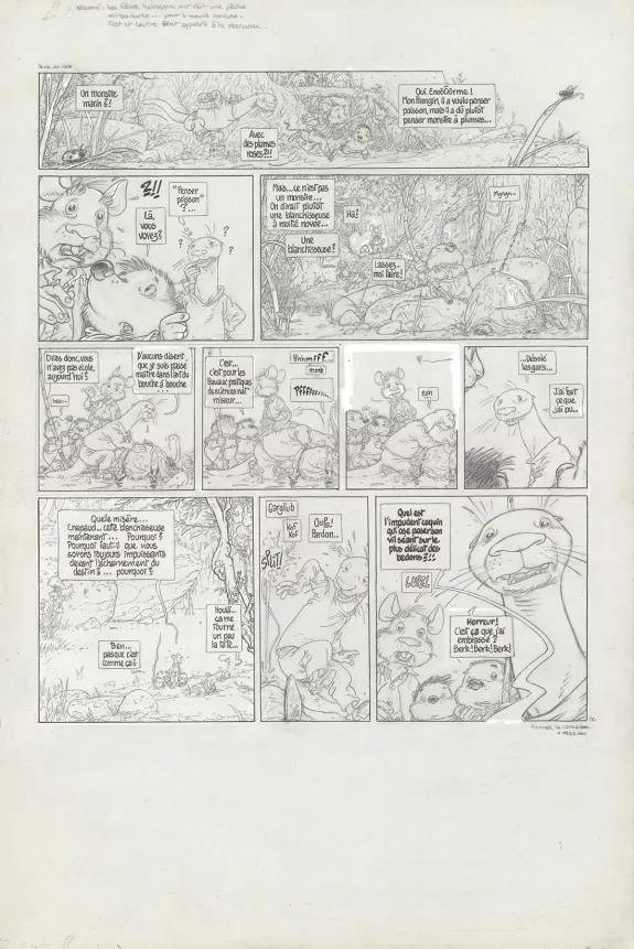 Planche noir et blanc, Le Vent dans les Saules , Foutoir au manoir (T.4), Michel Plessix