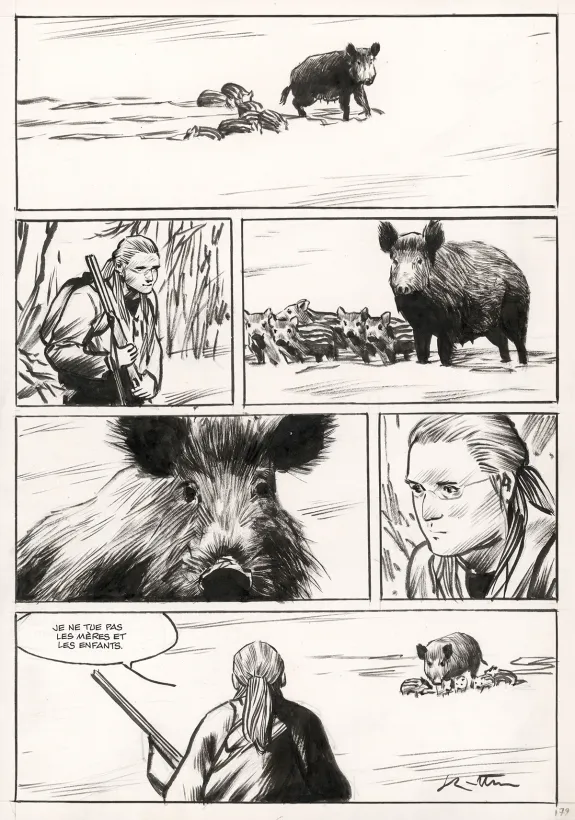 Planche noir et blanc, La Dernière Reine, Jean-Marc Rochette