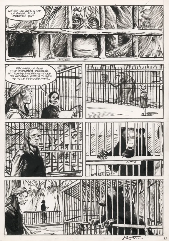 Planche noir et blanc, La Dernière Reine, Jean-Marc Rochette