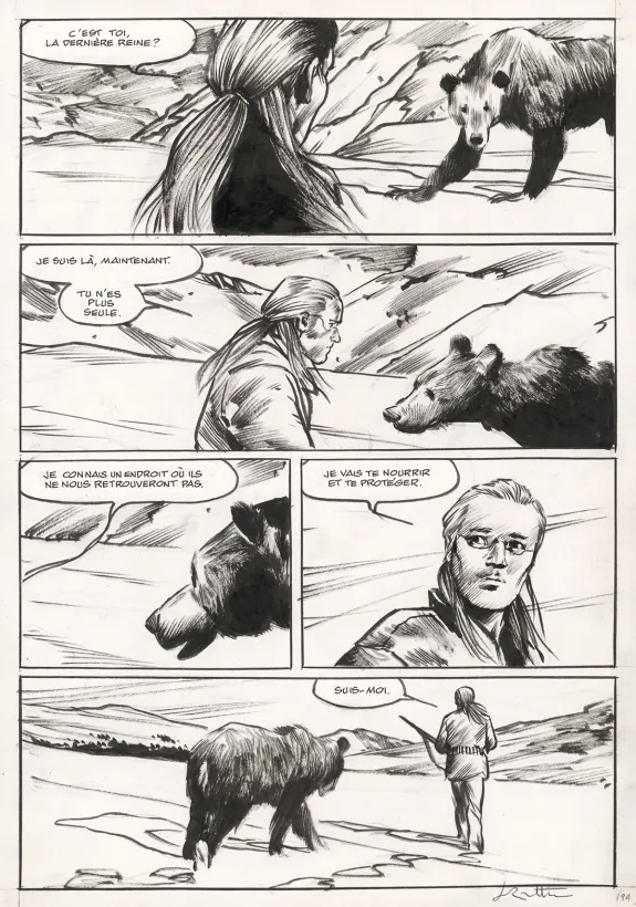Black and white original page, La Dernière Reine, Jean-Marc Rochette
