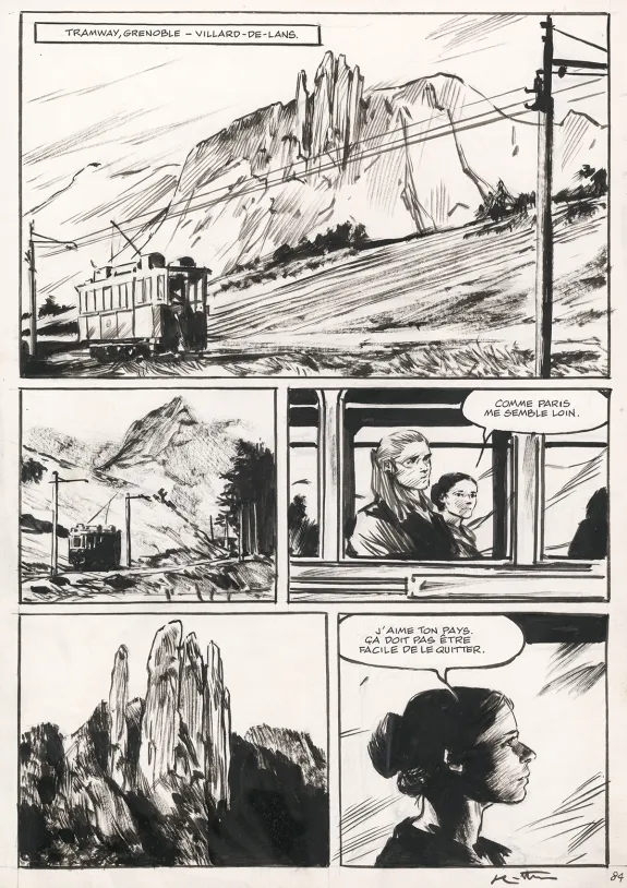Black and white original page, La Dernière Reine, Jean-Marc Rochette