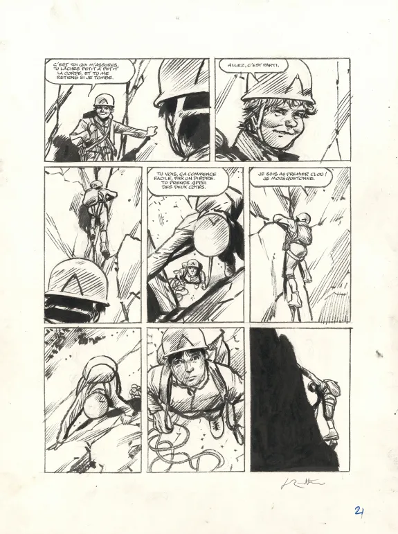 Black and white original page, Ailefroide, altitude 3954, Jean-Marc Rochette