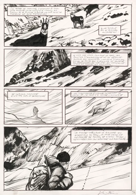 Planche noir et blanc, Le Loup, Jean-Marc Rochette