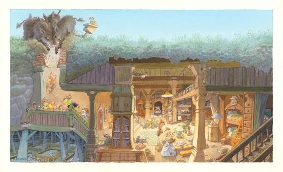 Colored illustration, La Famille Passiflore , L'Omelette géante , Loïc Jouannigot
