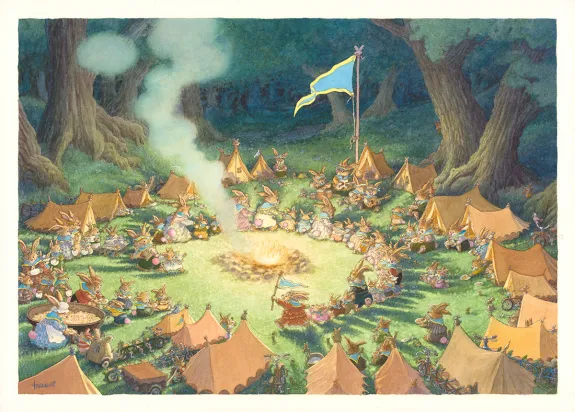 Illustration couleur, La Famille Passiflore , L'Omelette géante , Loïc Jouannigot