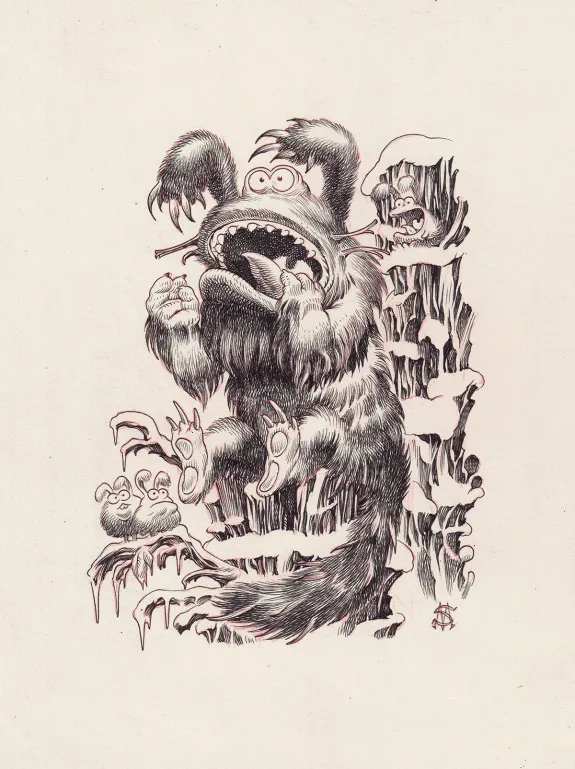 Black and white illustration, Bêtes à faire peur, Stan Manoukian