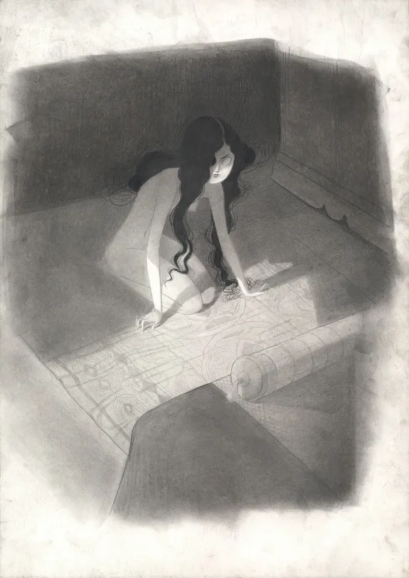 Black and white illustration, Carmilla, Isabella Mazzanti