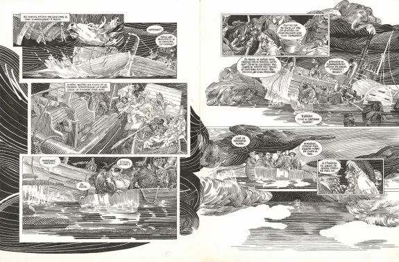 Planche noir et blanc, Les Travailleurs de la mer, Michel Durand