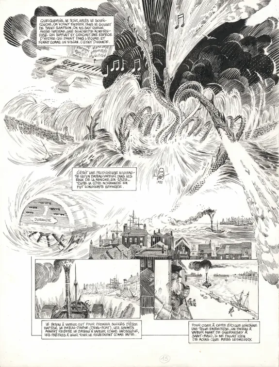 Planche noir et blanc, Les Travailleurs de la mer, Michel Durand