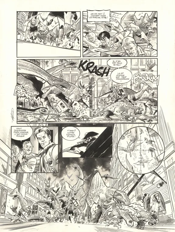 Black and white original page, The Kong Crew, Central Dark (T.3), Eric Herenguel