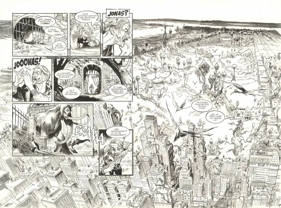 Planche noir et blanc, The Kong Crew, Manhattan Jungle (T.1), Eric Herenguel