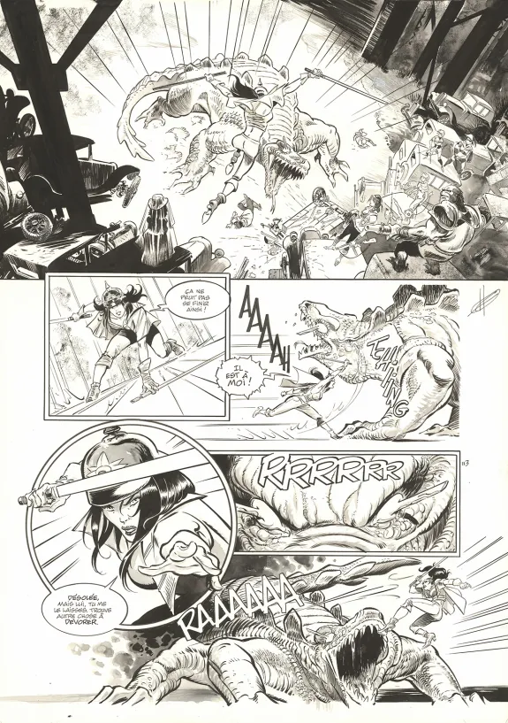 Planche noir et blanc, The Kong Crew, Hudson Megalodon (T.2), Eric Herenguel