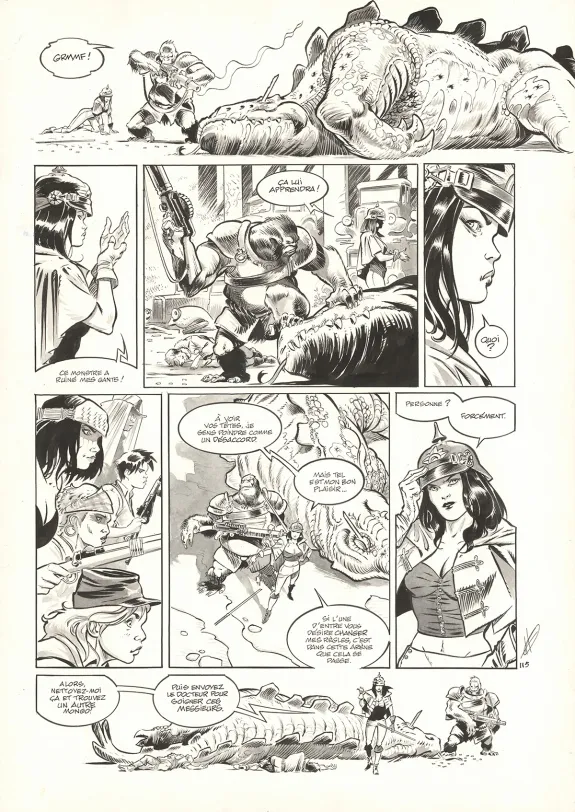 Planche noir et blanc, The Kong Crew, Hudson Megalodon (T.2), Eric Herenguel