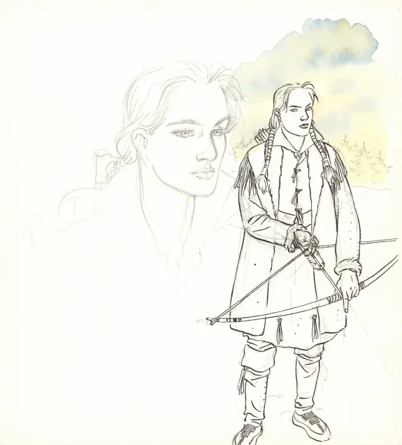 Colored illustration, Plume aux Vents, L'Oiseau-Tonnerre (T.2), André Juillard