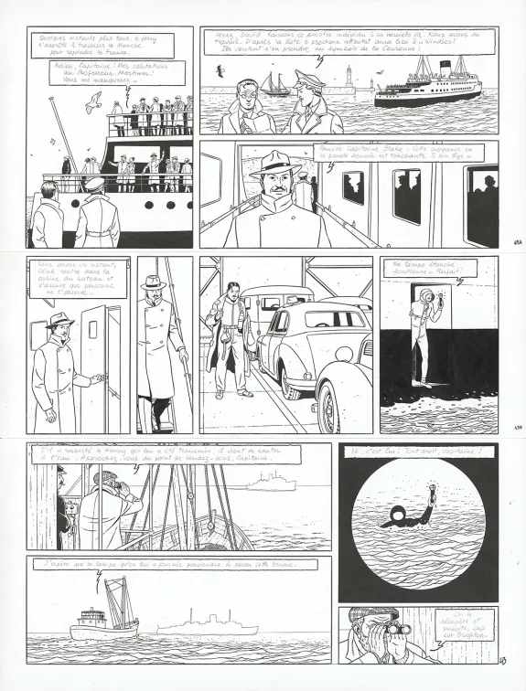 Planche noir et blanc, Blake et Mortimer, Signé Olrik (T.30), André Juillard