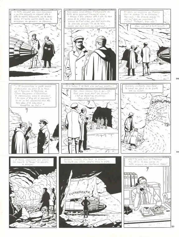Planche noir et blanc, Blake et Mortimer, Signé Olrik (T.30), André Juillard