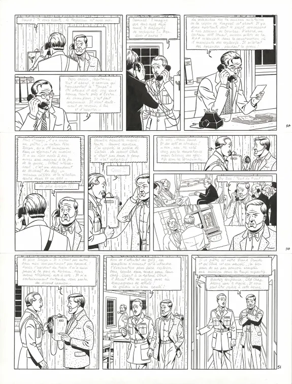 Black and white original page, Blake et Mortimer, Signé Olrik (T.30), André Juillard