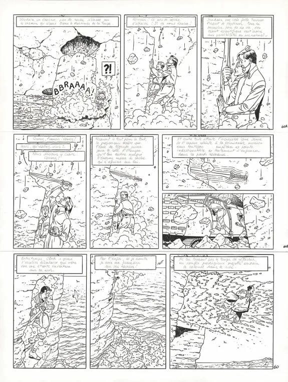 Black and white original page, Blake et Mortimer, Signé Olrik (T.30), André Juillard