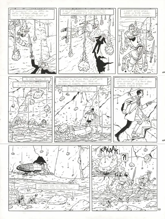Black and white original page, Blake et Mortimer, Signé Olrik (T.30), André Juillard