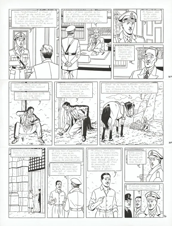 Planche noir et blanc, Blake et Mortimer, Signé Olrik (T.30), André Juillard