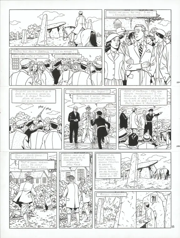 Black and white original page, Blake et Mortimer, Signé Olrik (T.30), André Juillard