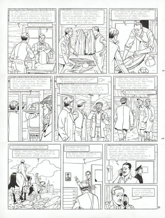Black and white original page, Blake et Mortimer, Signé Olrik (T.30), André Juillard