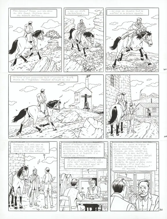 Black and white original page, Blake et Mortimer, Signé Olrik (T.30), André Juillard