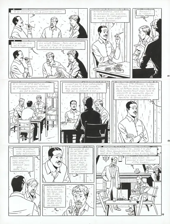 Black and white original page, Blake et Mortimer, Signé Olrik (T.30), André Juillard