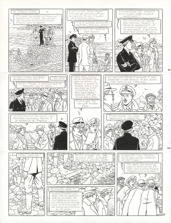 Planche noir et blanc, Blake et Mortimer, Signé Olrik (T.30), André Juillard