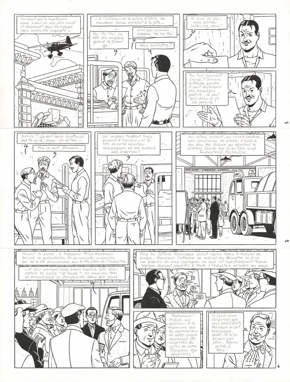 Black and white original page, Blake et Mortimer, Signé Olrik (T.30), André Juillard