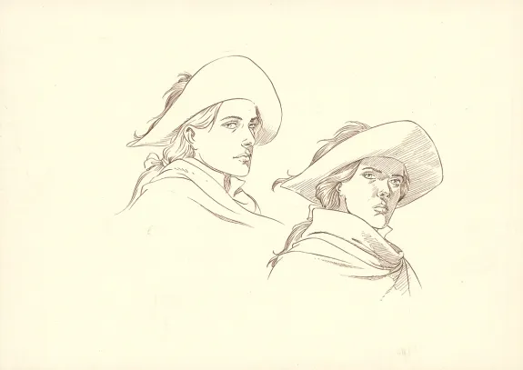 Illustration noir et blanc, Plume aux Vents, André Juillard